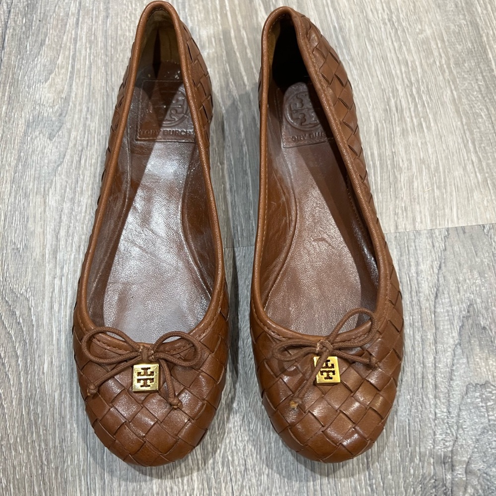 Tory Burch Brown Woven Flats